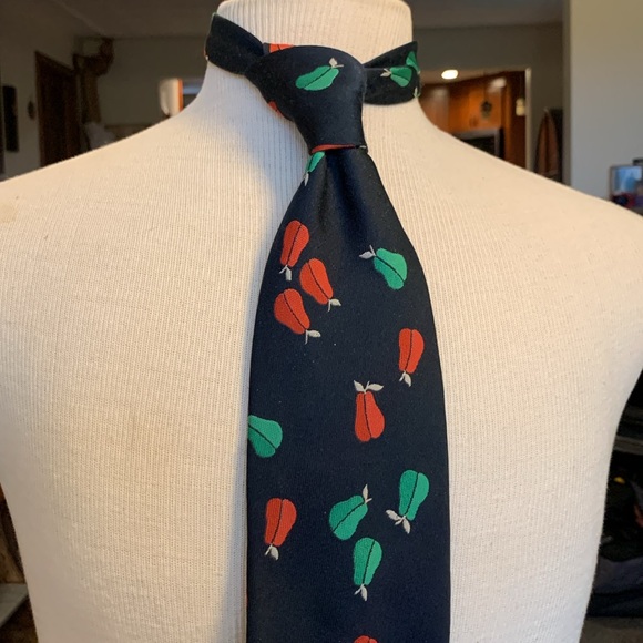 YSL YVES ST LAURENT 80’s CRAAAAZY PEARS SUPER WIDE NECKTIE - Picture 4 of 15